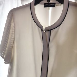 Karl Lagerfeld Paris Pleated Sleeve Blouse